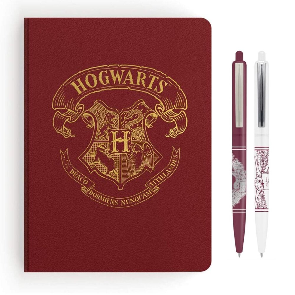 Harry Potter Hogwarts Notebook Journal with Hedwig Pens - Wizarding World Gifts